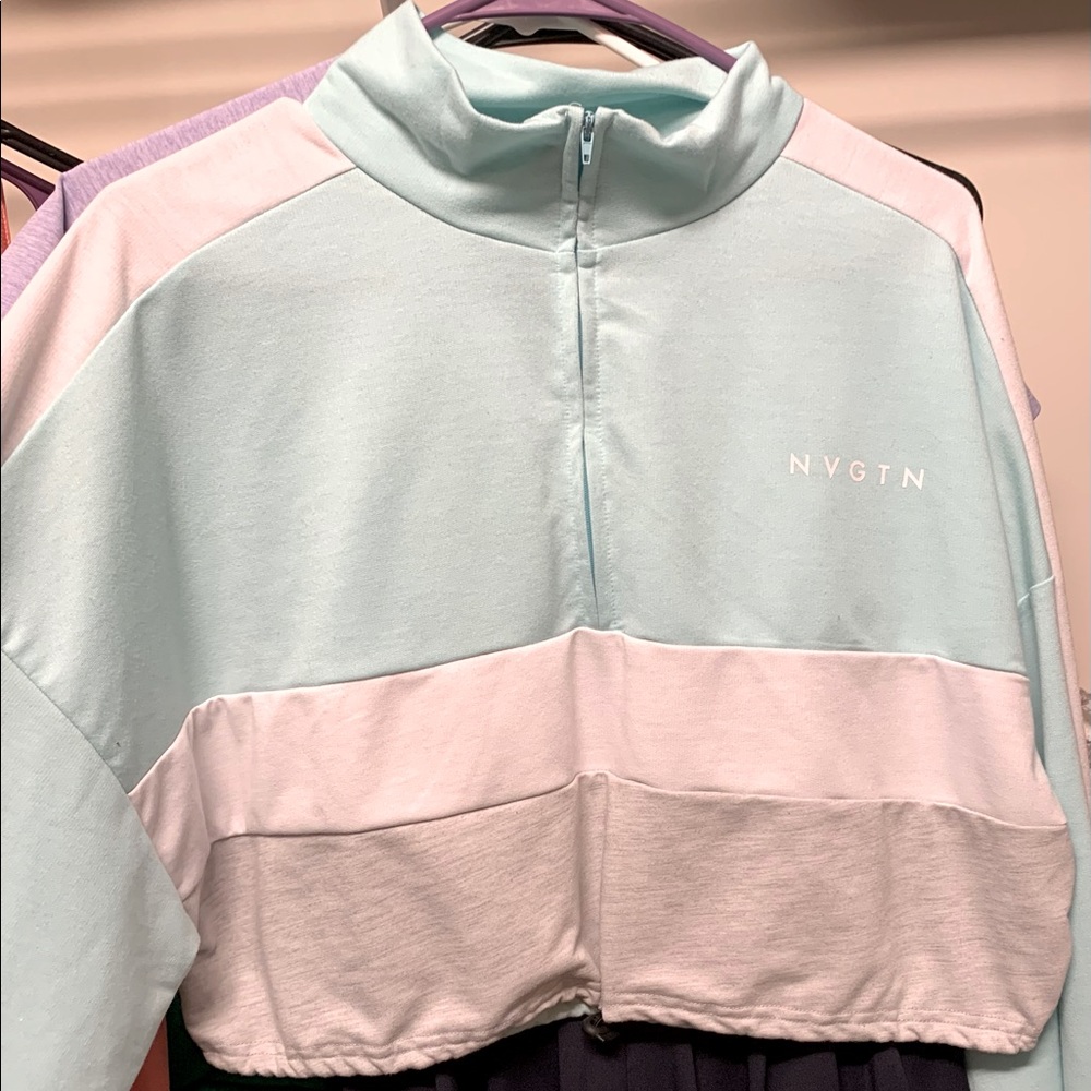 NVGTN Oversized Cropped Pullover - Aqua